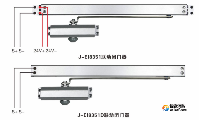 J-EI8351、J-EI8351D一體式聯(lián)動閉門器接線圖